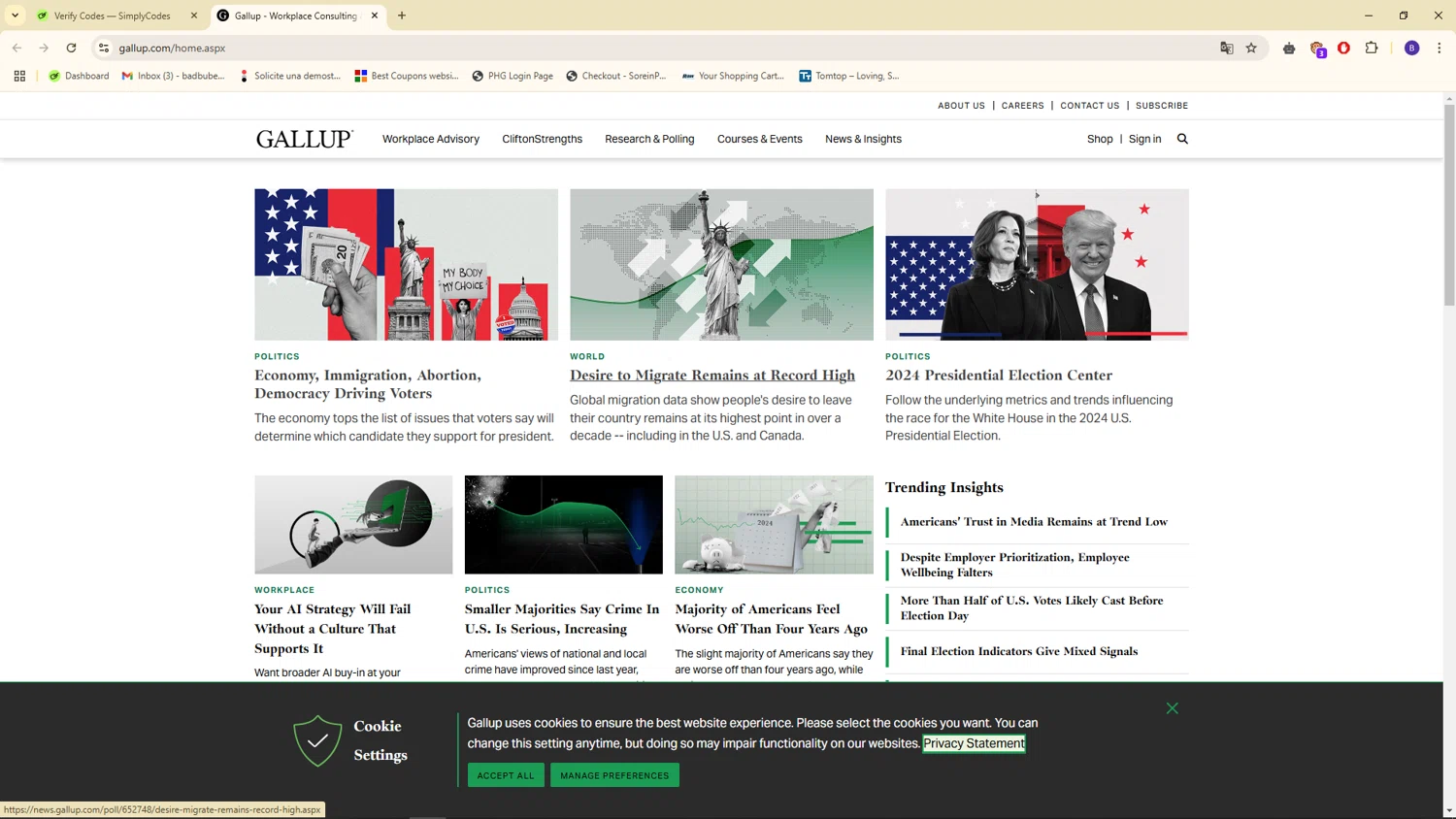 Gallup checkout page showing Gallup promo code box | Screenshot taken by SimplyCodes community member on Nov 6, 2024