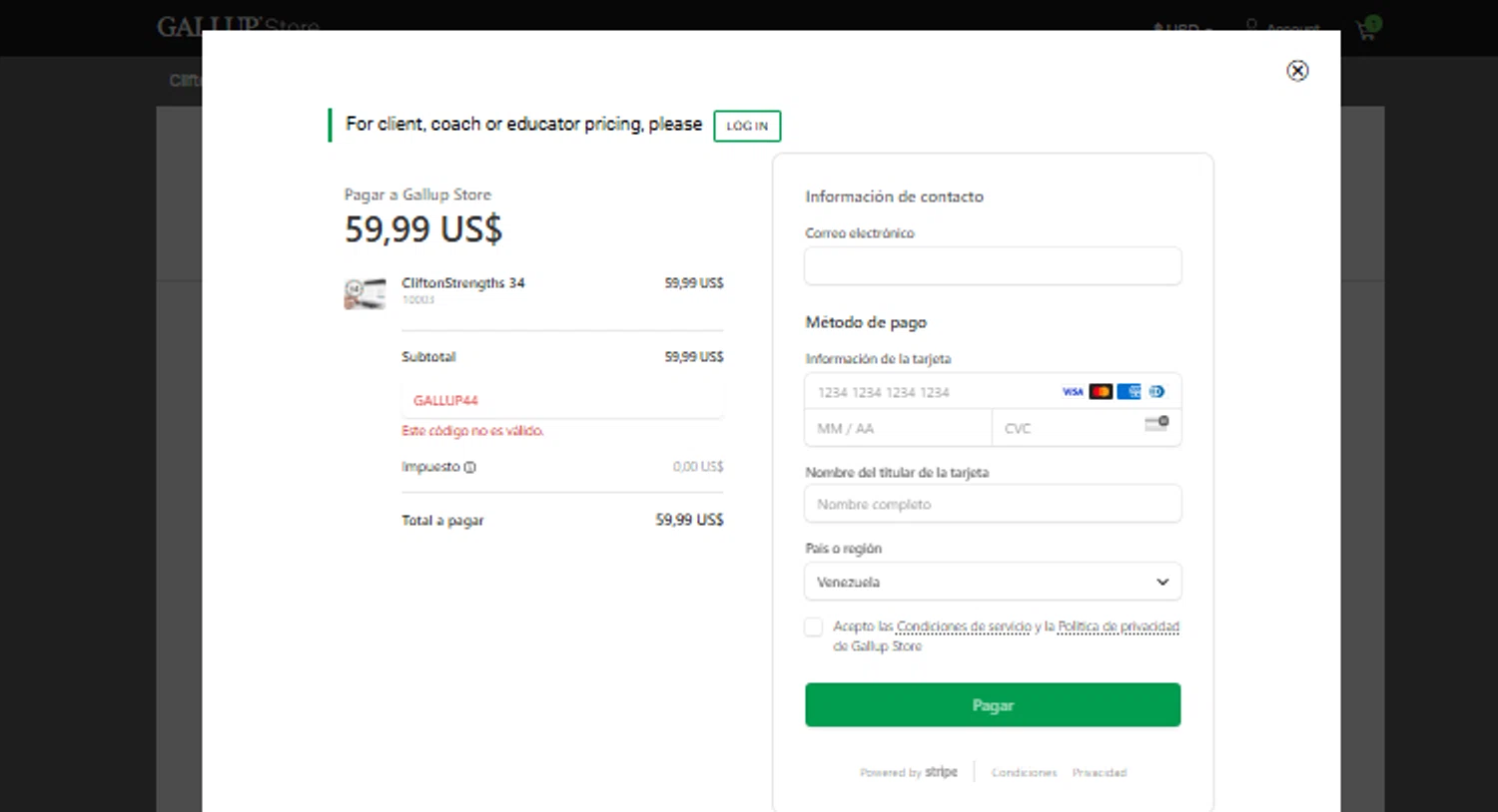 Gallup promo code screenshot showing code GALLUP44 applied at Gallup checkout page. Uploaded by SimplyCodes community member ElonMusk on Mar 24, 2025