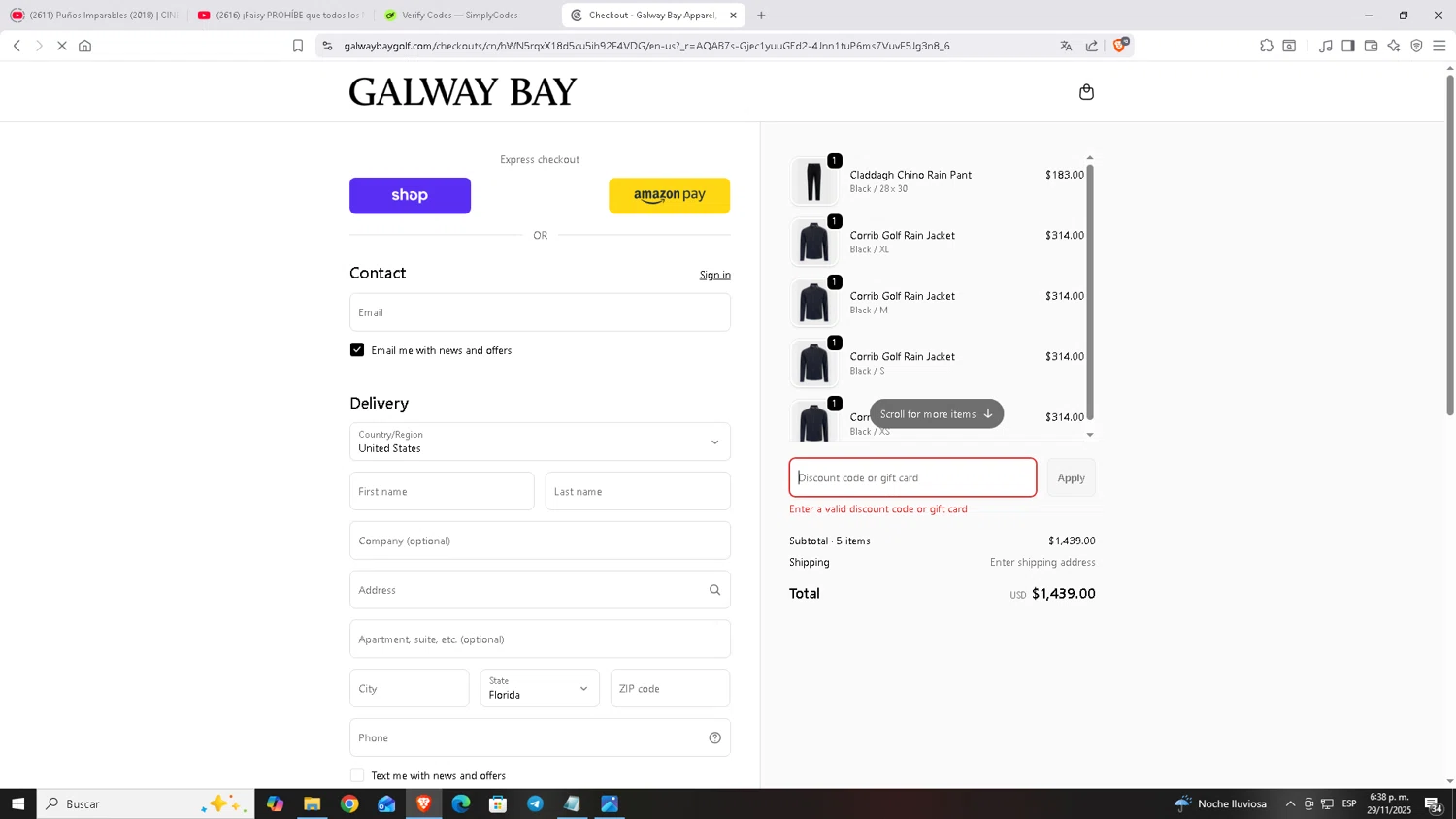Galway Bay Apparel, LLC promo code screenshot showing code SUMMER15 applied at Galway Bay Apparel, LLC checkout page. Uploaded by SimplyCodes community member Carloscoder_900457733 on Nov 29, 2025