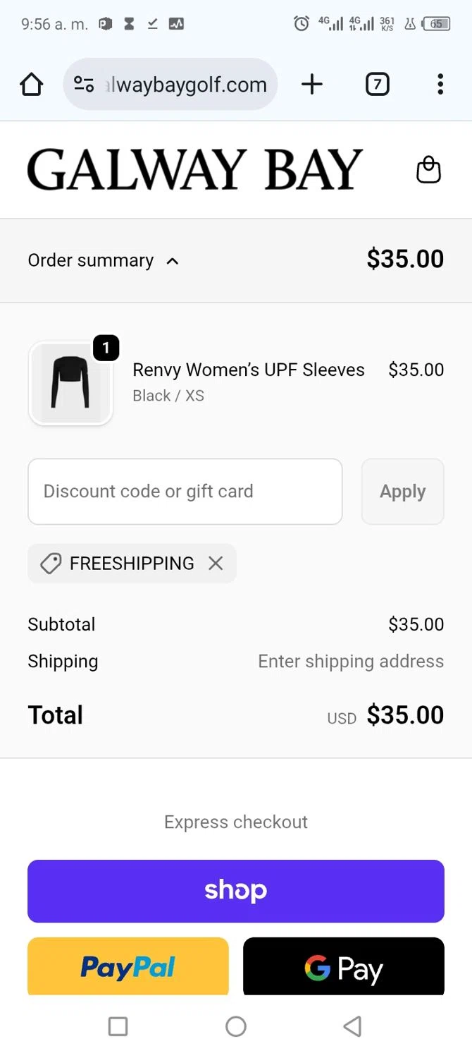 Galway Bay Apparel, LLC promo code screenshot showing code FREESHIPPING applied at Galway Bay Apparel, LLC checkout page. Uploaded by SimplyCodes community member frankrivero on Dec 24, 2025