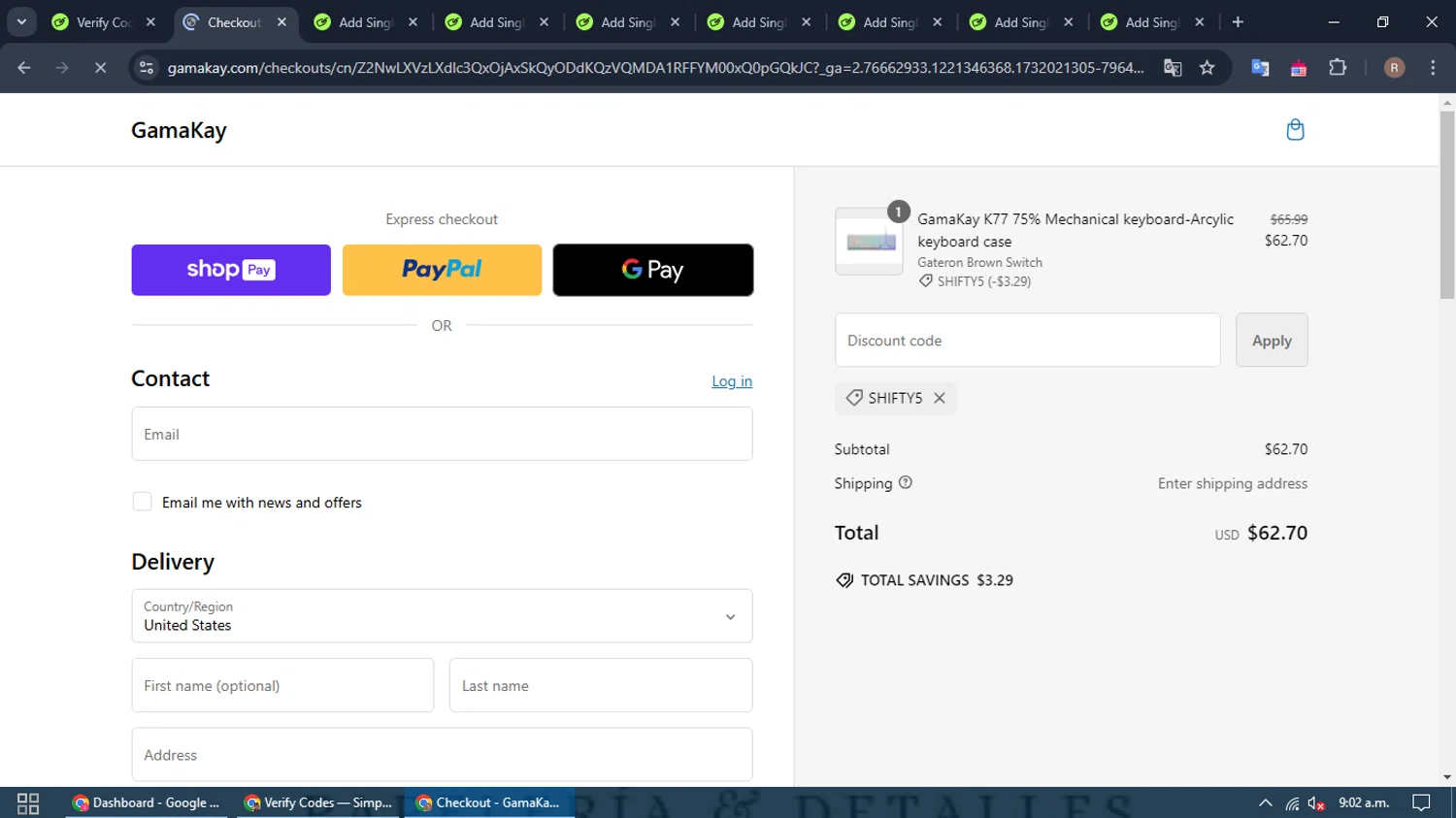 where to use GAMAKAY promo code box