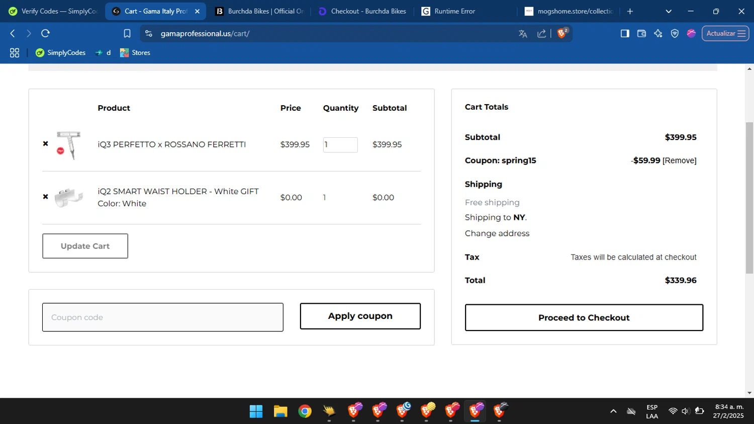Gama Professional checkout page showing Gama Professional promo code box | Screenshot taken by SimplyCodes community member on Feb 27, 2025