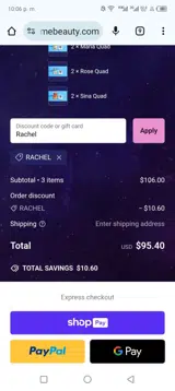Rachel coupon verification screenshot