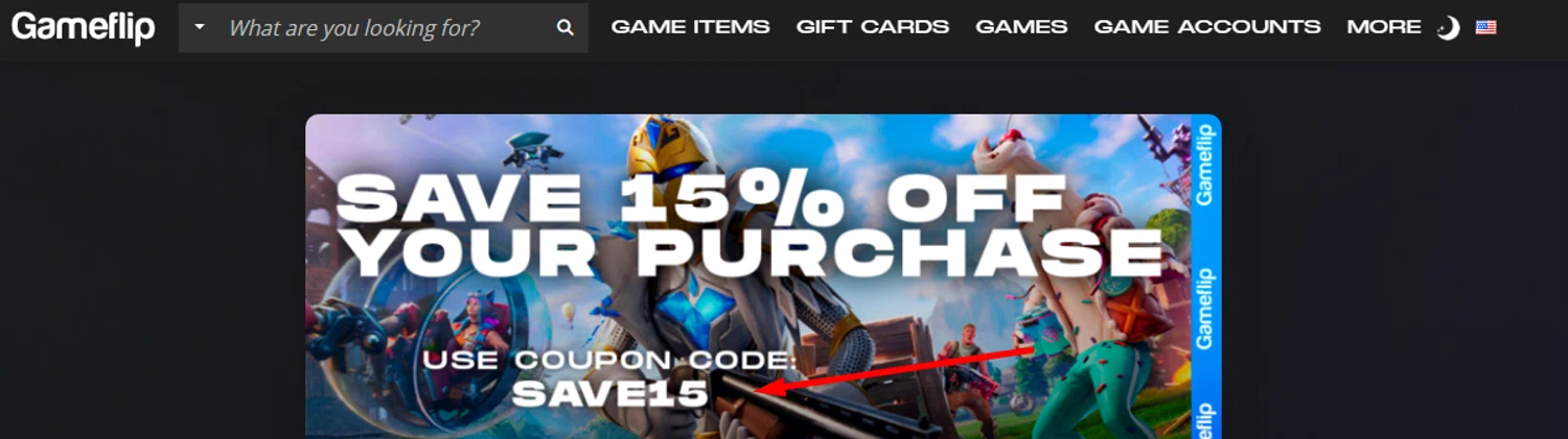 Gameflip promo code screenshot showing code save15 applied at Gameflip checkout page. Uploaded by SimplyCodes community member Enamorado on Jan 17, 2026