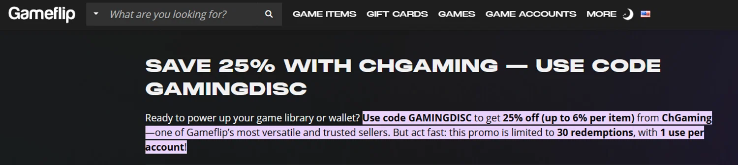 Gameflip promo code screenshot showing code GAMINGDISC applied at Gameflip checkout page. Uploaded by SimplyCodes community member PaulSkenes on Jun 6, 2026