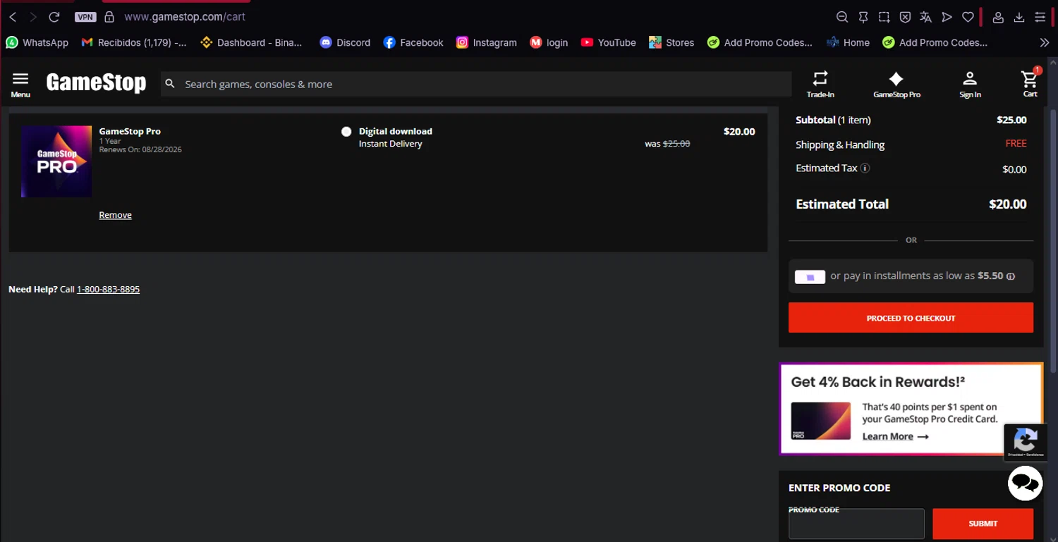 GameStop promo code screenshot showing code FIVEOFFPRO applied at GameStop checkout page. Uploaded by SimplyCodes community member VoucherSpotter9376 on Aug 28, 2025