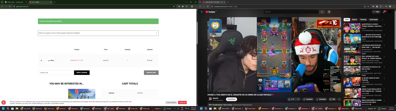 Gamo USA promo code screenshot showing code gamoav15 applied at Gamo USA checkout page. Uploaded by SimplyCodes community member PennyWizard1195 on Sep 6, 2025