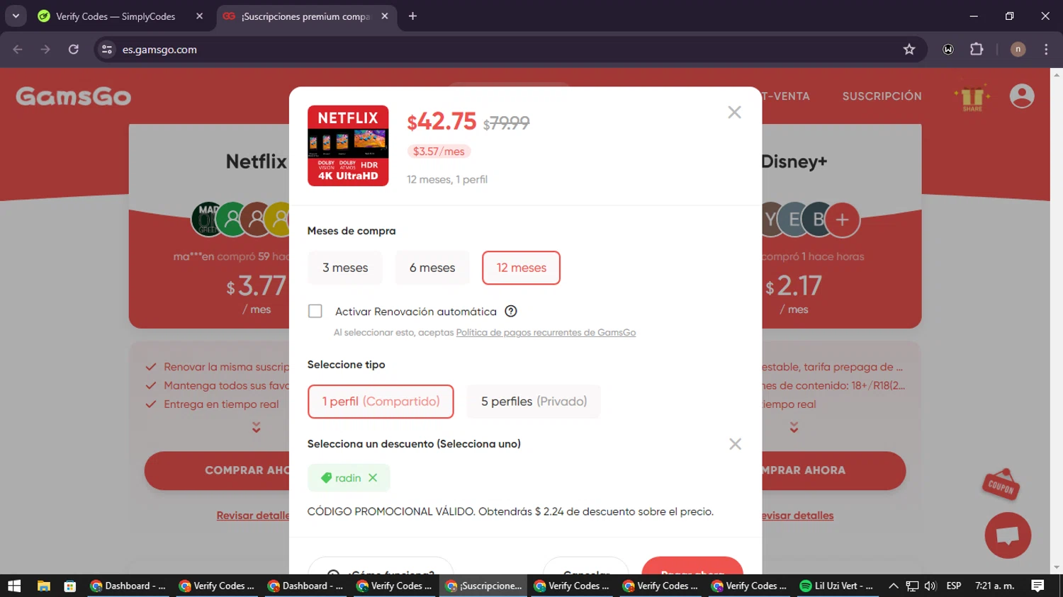 GamsGo checkout page showing GamsGo promo code box | Screenshot taken by SimplyCodes community member on May 12, 2024