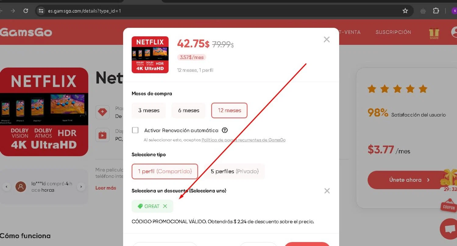 GamsGo checkout page showing GamsGo promo code box | Screenshot taken by SimplyCodes community member on May 12, 2024