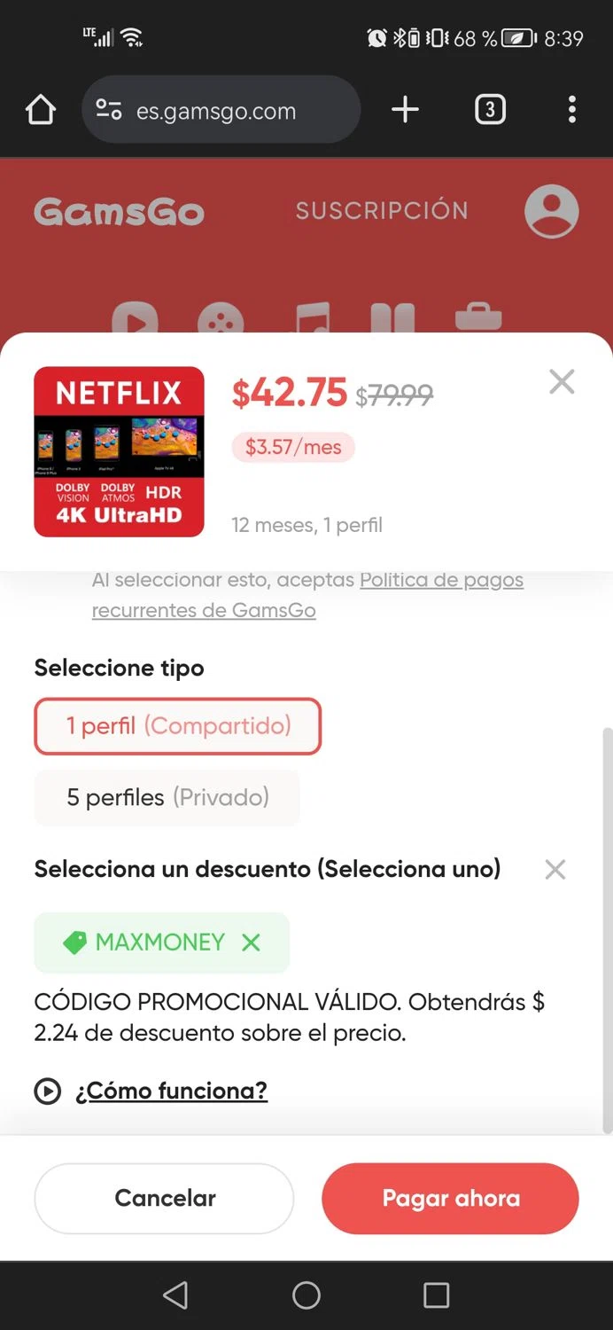 GamsGo checkout page showing GamsGo promo code box | Screenshot taken by SimplyCodes community member on May 13, 2024