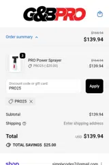 PRO25 coupon verification screenshot