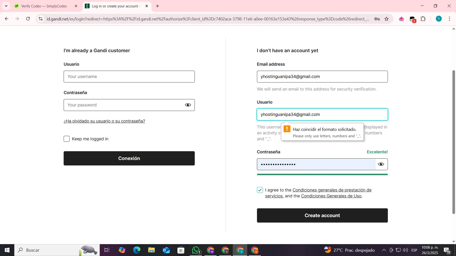 Gandi checkout page showing Gandi promo code box | Screenshot taken by SimplyCodes community member on Mar 27, 2025