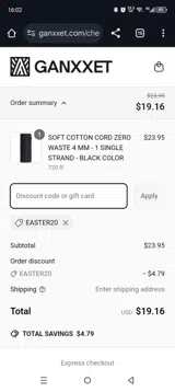 Easter20 coupon verification screenshot