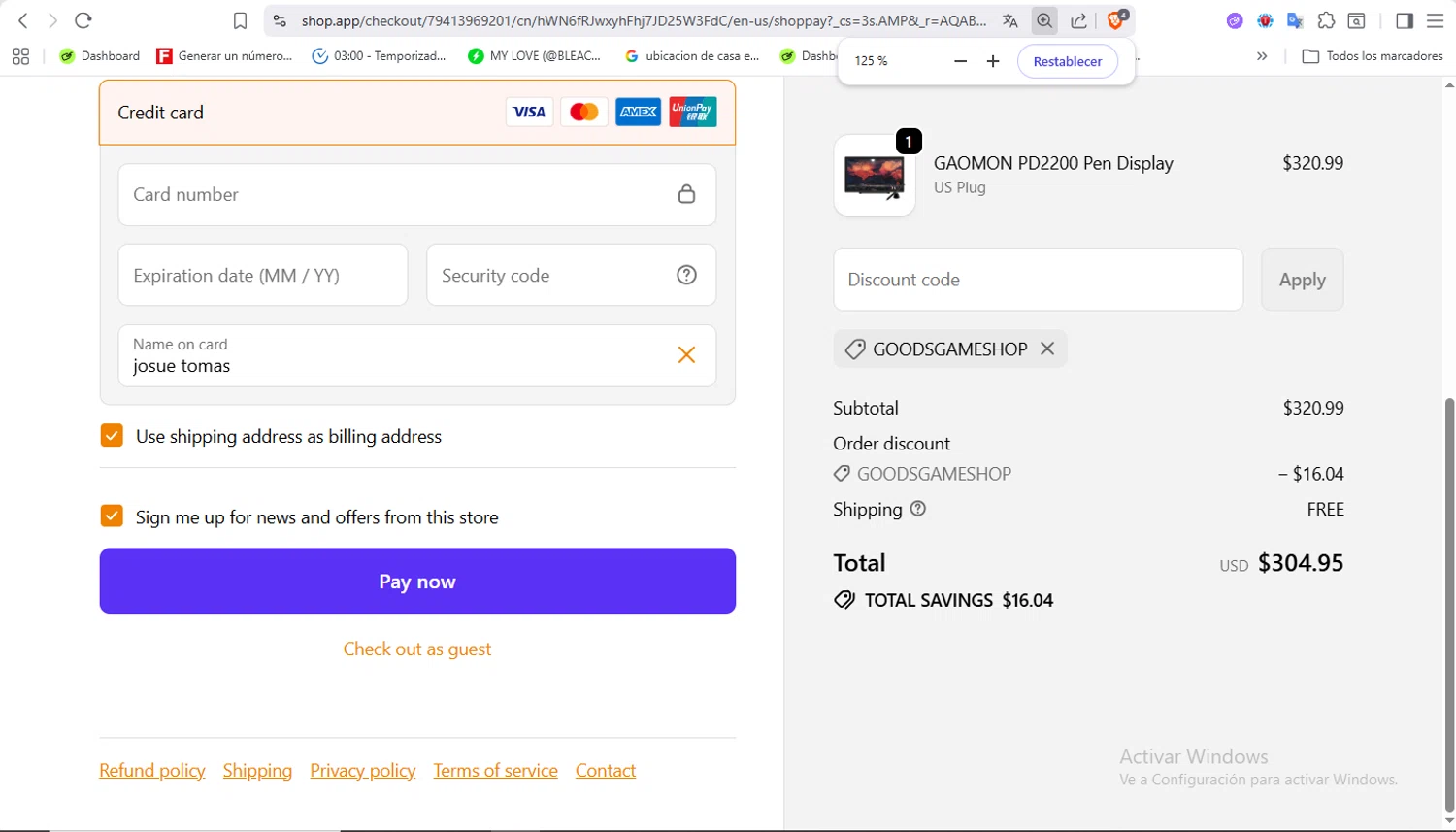 GAOMON discount code screenshot showing code GOODSGAMESHOP applied at GAOMON checkout page. Uploaded by SimplyCodes community member VoucherFalcon3942 on Dec 21, 2025