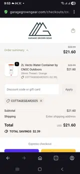 Cottagegear2025 coupon verification screenshot