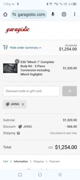 Garagistic coupon verification screenshot