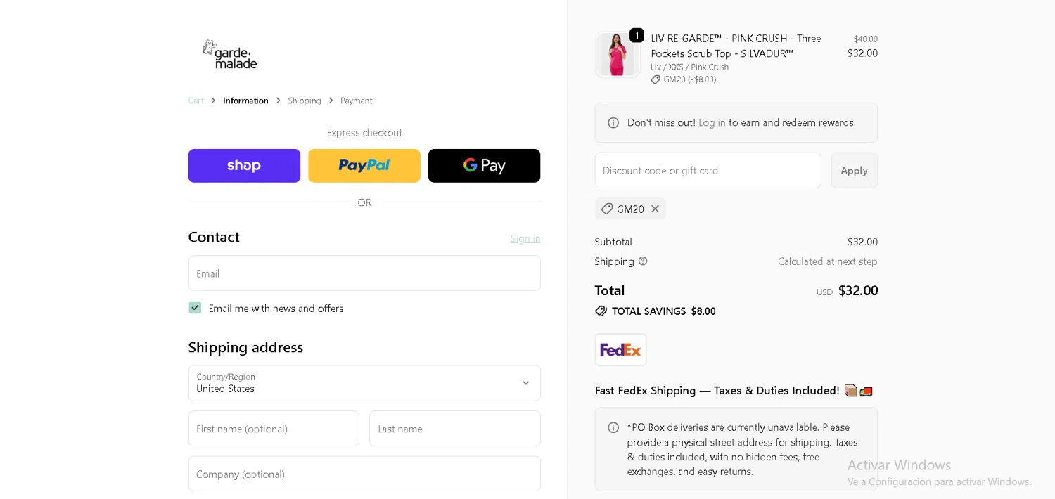 Garde-Malade USA promo code screenshot showing code GM20 applied at Garde-Malade USA checkout page. Uploaded by SimplyCodes community member CRYSTALSUICINE on Feb 13, 2026