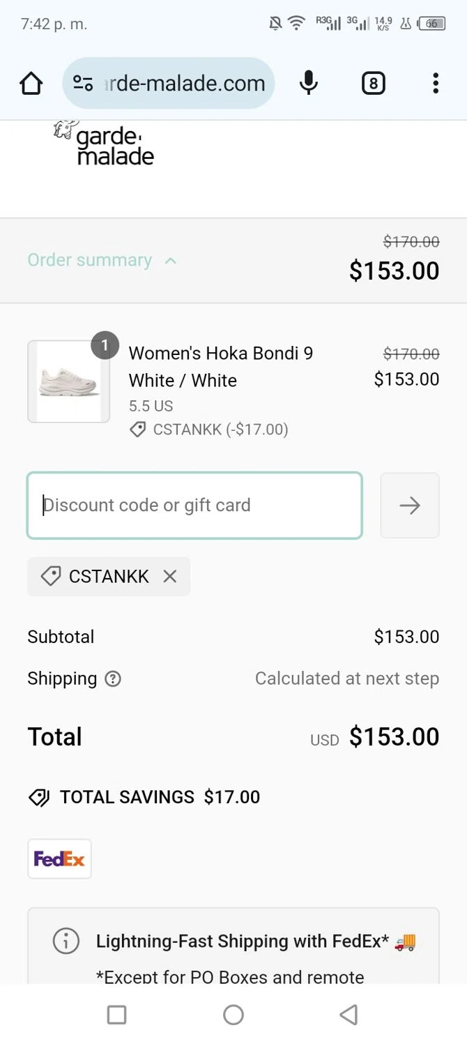 Garde-Malade USA promo code screenshot showing code Anna10 applied at Garde-Malade USA checkout page. Uploaded by SimplyCodes community member shark12 on Feb 27, 2025