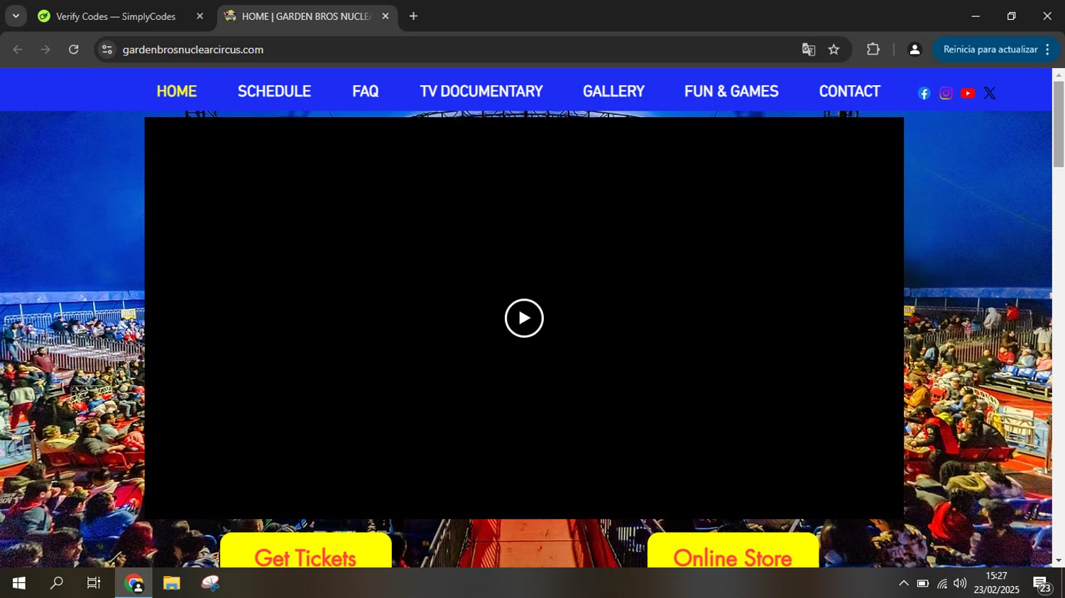 Garden Bros Nuclear Circus promo code screenshot showing code BOGO applied at Garden Bros Nuclear Circus checkout page. Uploaded by SimplyCodes community member ANDREWW on Feb 23, 2025