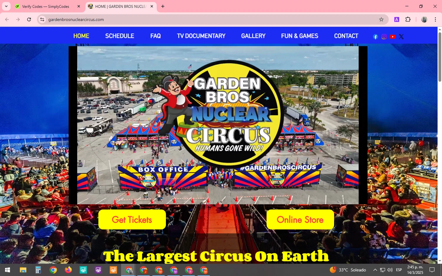 Garden Bros Nuclear Circus promo code screenshot showing code BOGO applied at Garden Bros Nuclear Circus checkout page. Uploaded by SimplyCodes community member SARAI13 on Mar 14, 2025