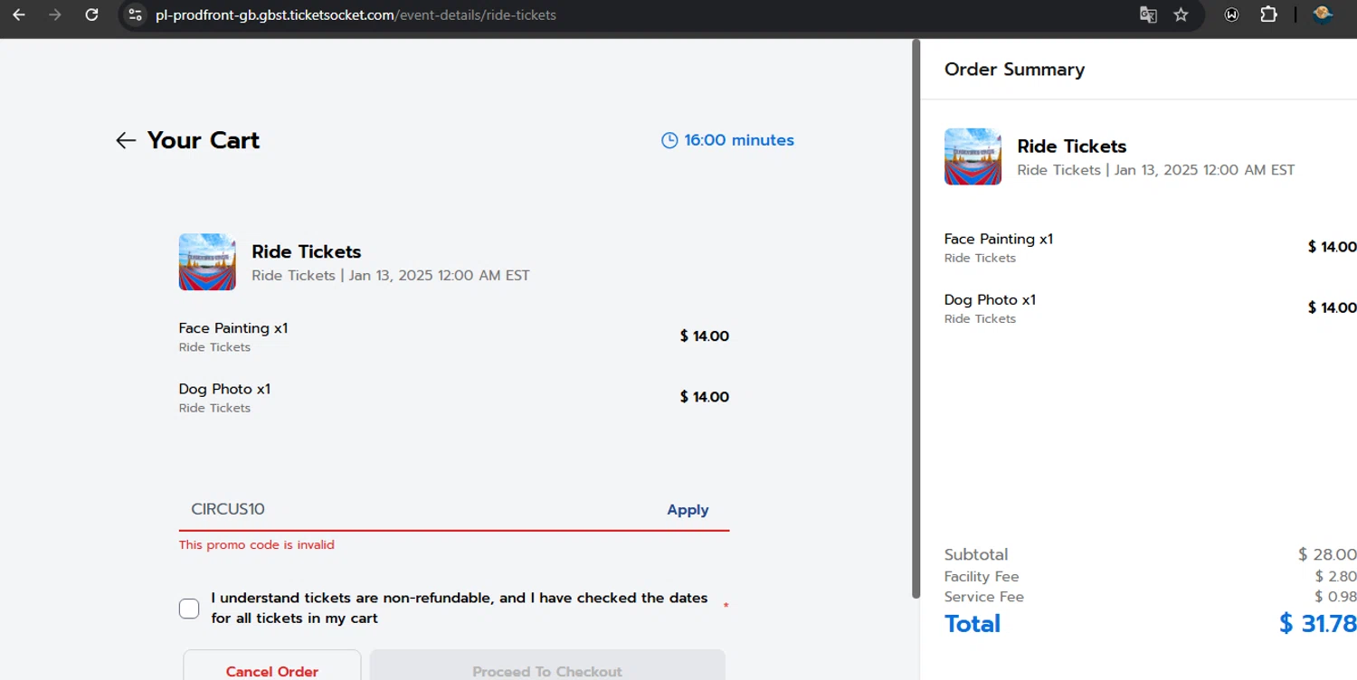 Garden Bros Nuclear Circus promo code screenshot showing code CIRCUS10 applied at Garden Bros Nuclear Circus checkout page. Uploaded by SimplyCodes community member RoyalSpotter5217 on Feb 24, 2025