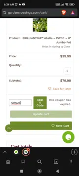 GRN25 coupon verification screenshot