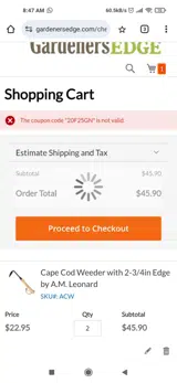 20F25GN coupon verification screenshot