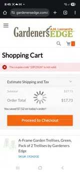 20F25GN coupon verification screenshot