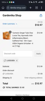 LUISGABA coupon verification screenshot