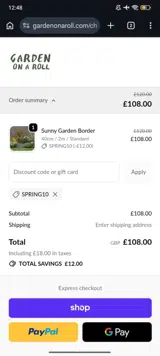 SPRING10 coupon verification screenshot
