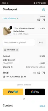 AGP1111 coupon verification screenshot