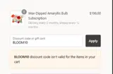 BLOOM10 coupon verification screenshot