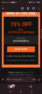 OUTDOOR15 coupon verification screenshot