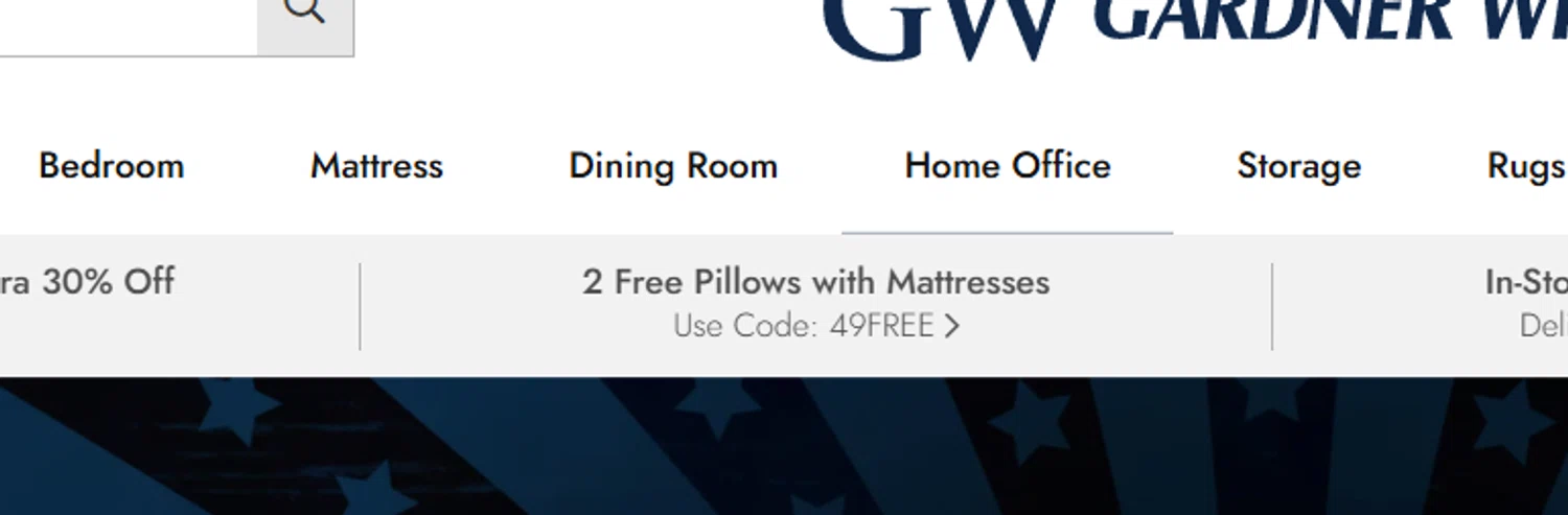 Gardner-White promo code screenshot showing code 49free applied at Gardner-White checkout page. Uploaded by SimplyCodes community member prathambora12 on May 11, 2025