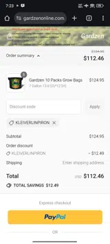 KLEIVERLINPIRON coupon verification screenshot