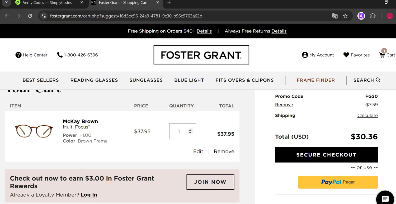 Gargoyles Eyewear checkout page showing Gargoyles Eyewear promo code box | Screenshot taken by SimplyCodes community member on Jan 27, 2025