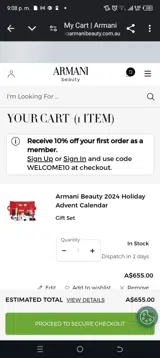 Welcome10 coupon verification screenshot