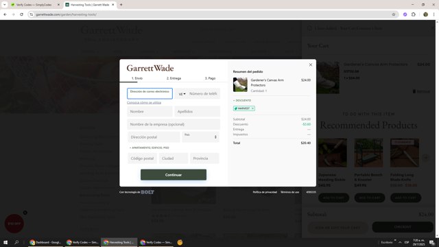 Garrett Wade checkout page showing Garrett Wade promo code box | Screenshot taken by SimplyCodes community member on Jul 29, 2025