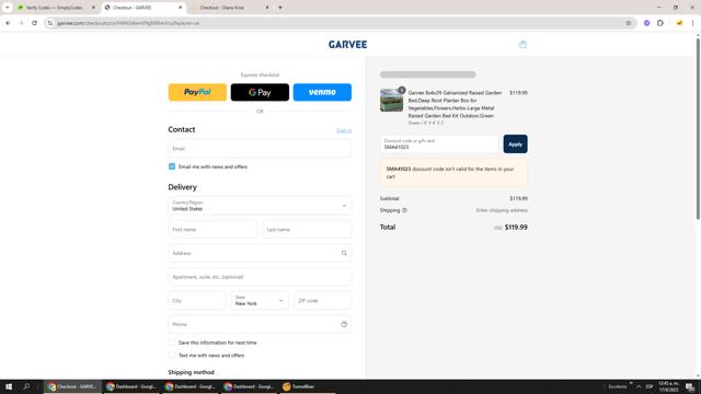 GARVEE checkout page showing GARVEE discount code box | Screenshot taken by SimplyCodes community member on Sep 17, 2025