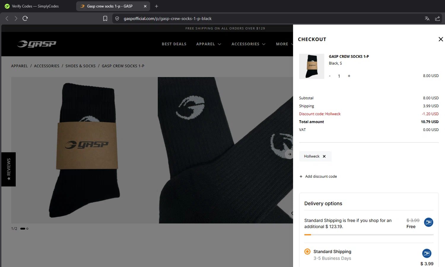 GASP checkout page showing GASP discount code box | Screenshot taken by SimplyCodes community member on Jan 30, 2026