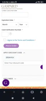 25days coupon verification screenshot