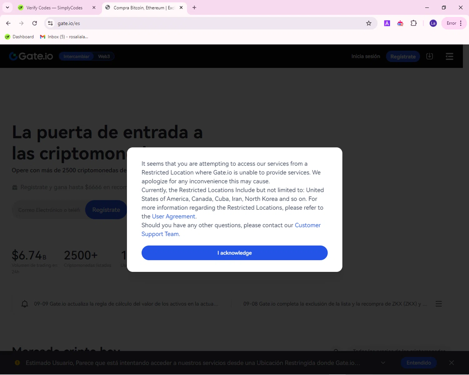 Gate.io checkout page showing Gate.io promo code box | Screenshot taken by SimplyCodes community member on Sep 10, 2024