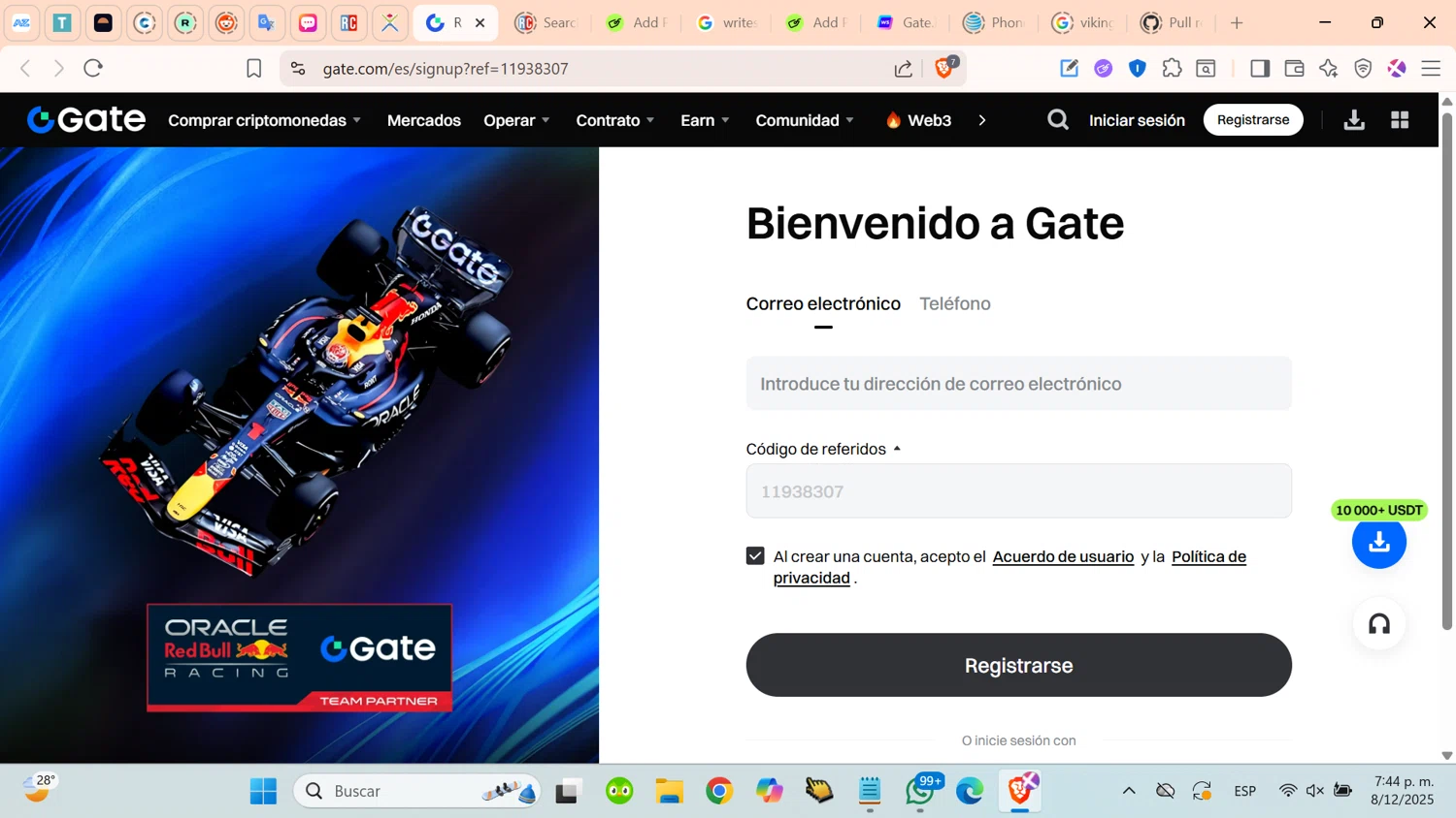 Gate.io promo code screenshot showing code 11938307 applied at Gate.io checkout page. Uploaded by SimplyCodes community member cosita on Dec 8, 2025