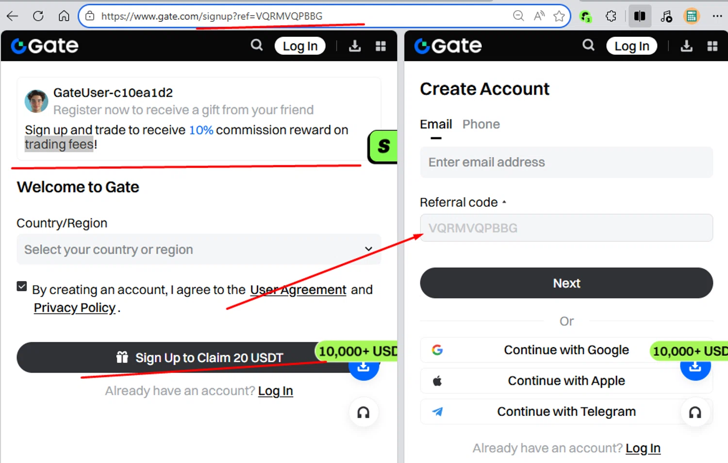 Gate.io promo code screenshot showing code VQRMVQPBBG applied at Gate.io checkout page. Uploaded by SimplyCodes community member paola49520 on Jan 29, 2026