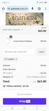 CAKE30 coupon verification screenshot