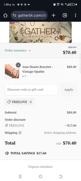 Freelove coupon verification screenshot