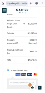 Gather Grills coupon verification screenshot
