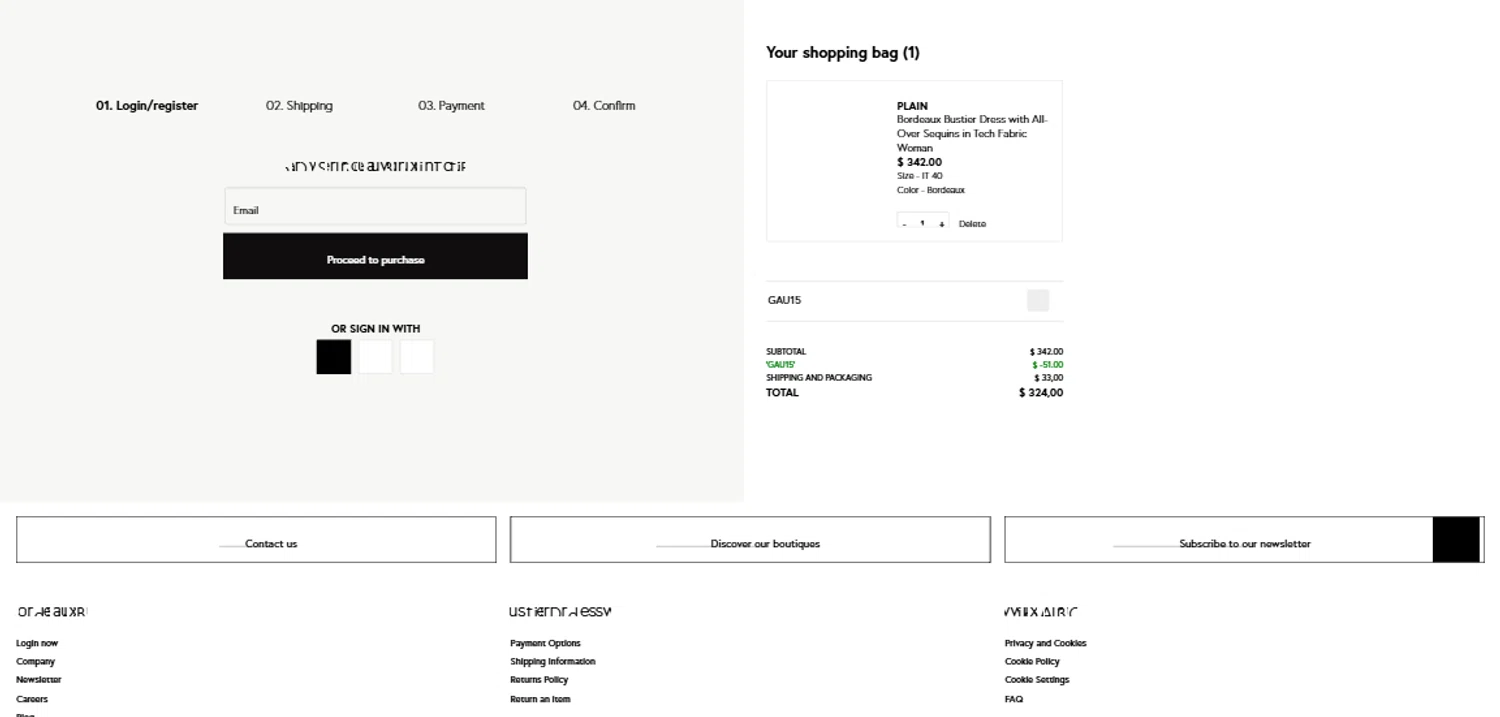Gaudenzi Boutique promo code screenshot showing code GAU15 applied at Gaudenzi Boutique checkout page. Uploaded by SimplyCodes community member RobertWalter on Feb 1, 2025