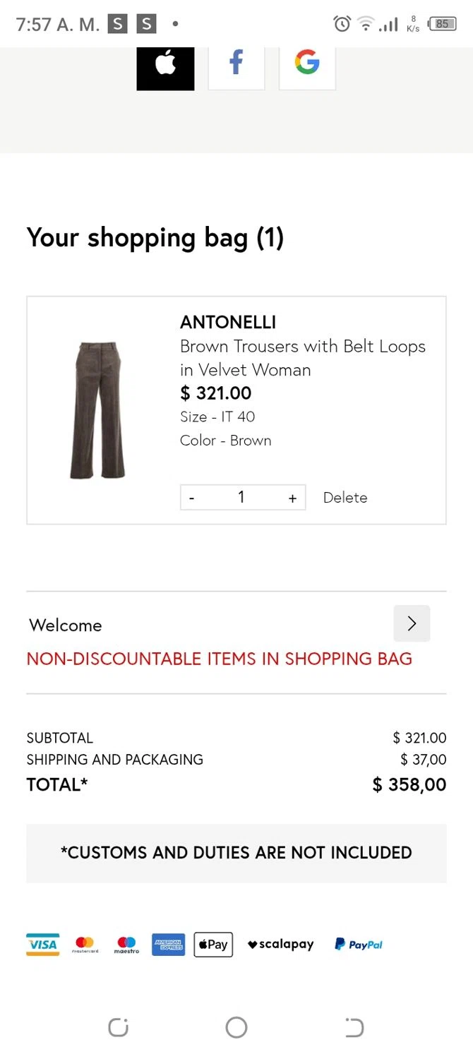 Gaudenzi Boutique promo code screenshot showing code Welcome applied at Gaudenzi Boutique checkout page. Uploaded by SimplyCodes community member CoinBoss7109 on Nov 30, 2025