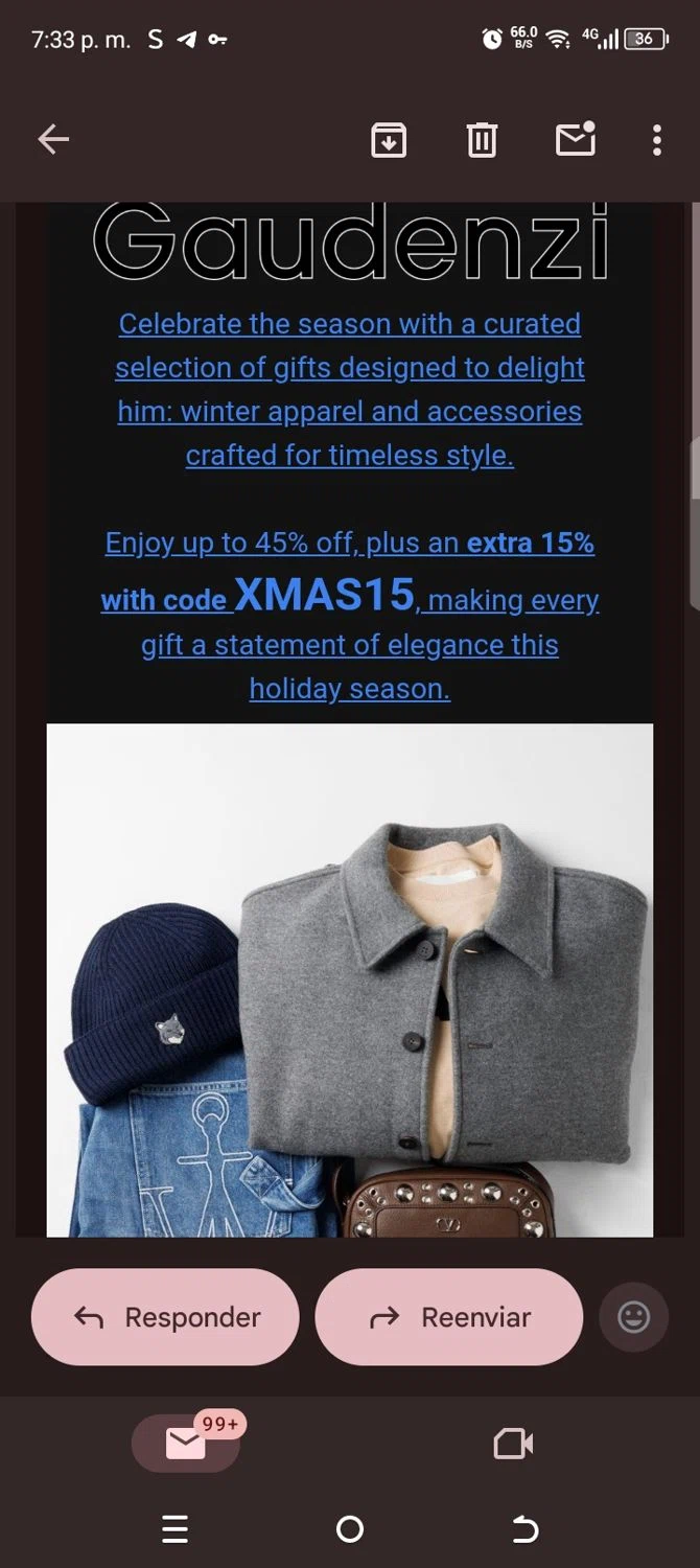 Gaudenzi Boutique promo code screenshot showing code Xmas15 applied at Gaudenzi Boutique checkout page. Uploaded by SimplyCodes community member kellymoreno on Dec 12, 2025